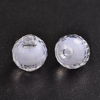Transparent Acrylic Beads, Bead in Bead, Faceted, Round, Clear, 10mm, Hole: 2mm, about 1040pcs/500g
