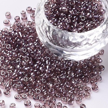 Glass Seed Beads, Trans. Colours Lustered, Round, Rosy Brown, 3mm, Hole: 1mm, about 1111pcs/50g, 50g/bag, 18bags/2pounds