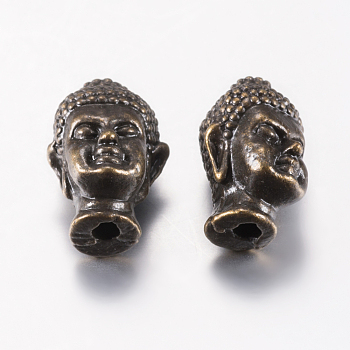 Tibetan Style Alloy Beads, Buddha Head, Antique Bronze, 13x9x8.5mm, Hole: 1.5mm