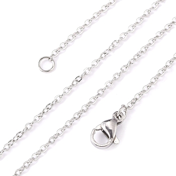 304 Stainless Steel Cable Chain Necklaces, with Lobster Claw Clasps, Stainless Steel Color, 17.7 inch(45cm), 1.5mm