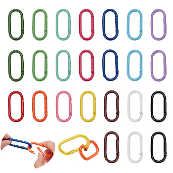 WADORN 28Pcs 14 Colors Baking Painted Zinc Alloy Spring Gate Rings, Oval Rings, Mixed Color, 6 Gauge, 41x25x4mm, 2pcs/color
