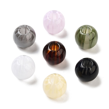 Resin European Beads, Large Hole Round Beads, Mixed Color, 13x12mm, Hole: 4.8mm