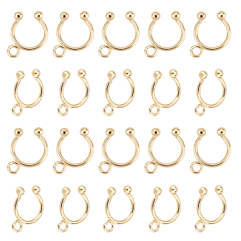 10 Pairs Brass Ear Cuff Findings, with Loop, Ring, Cadmium Free & Lead Free, Golden, 15x11.5x2.5mm, Hole: 1.9mm