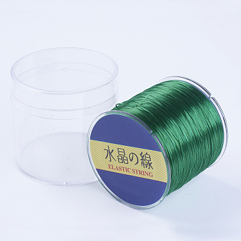 Japanese Flat Elastic Crystal String, Elastic Beading Thread, for Stretch Bracelet Making, Green, 0.8mm, 300yards/roll, 900 feet/roll