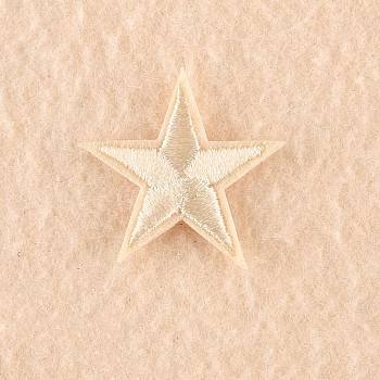 Computerized Embroidery Cloth Iron on/Sew on Patches, Costume Accessories, Appliques, Star, Beige, 3x3cm