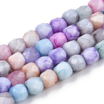 Opaque Baking Painted Glass Beads Strands, Imitation Stones, Faceted, Column, Colorful, 4x4mm, Hole: 1mm, about 94~96pcs/strand, 14.57 inch~14.72 inch(37~37.4cm)