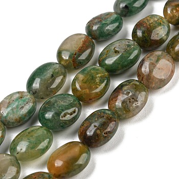 Natural African Jade Beads Strands, Flat Oval, 10~10.5x8~9x5~5.5mm, Hole: 1.2mm, about 39pcs/strand, 15.35~15.47 inch(39~39.3cm)