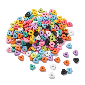 Spray Painted Alloy Beads, Triangle, Mixed Color, 4.5x5x1.5mm, Hole: 1.4mm