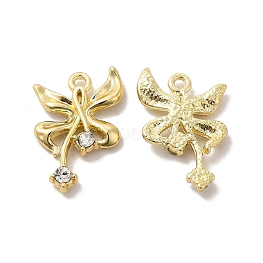 Light Gold Clear Bowknot Alloy+Glass Pendants