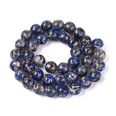 Handmade Gold Sand Lampwork Beads Strands(LAMP-T023-31B)-2