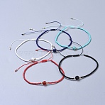 Nylon Thread Braided Anklets, with Natural/Synthetic Gemstone Beads and Glass Seed Beads, 2-1/4 inch~3-3/8 inch(5.7~8.5cm)(AJEW-AN00266-M)
