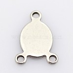 Tarnish Resistant Oval 201 Stainless Steel Chandelier Component Links, 3 Loop Connectors, Stainless Steel Color, 11x8x1mm, Hole: 1mm(X-STAS-P073-26)