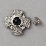 Zinc Alloy & Resin Coin Screw Rivets, DIY Leather Craft Nail, Cross, Black, 19.5x19.5x7mm, Hole: 2.8mm(FIND-WH0110-630P-01)