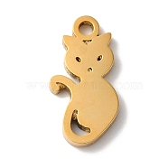 PVD Vacuum Plating 304 Stainless Steel Charms, Laser Cut, Cat Shape Charms, Golden, 12x6x1mm, Hole: 1.2mm(STAS-L081-024G)