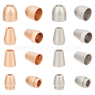 CHGCRAFT 64Pcs 8 Style Zinc Alloy Cord Ends, End Caps, Cone & Half Round & Column, Mixed Color, 11~13.3x8.5~11.8mm, Hole: 3~5.5mm, Inner Diameter: 4.5~10.6mm, 8pcs/style(FIND-CA0003-34)
