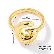 Fashionable Letter Brass Open Cuff for Women, Golden, European and American Style, Letter G, Inner Diameter: 17mm(UR6840-7)