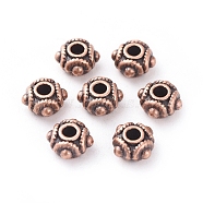Tibetan Red Copper Metal Beads, Lead Free & Cadmium Free, Rondelle, 8mm in diameter, 5mm thick, hole: 2mm(X-RLF1244Y)