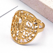 304 Stainless Steel Adjustable Finger Rings, Oval Shape with Word CssmlNdsmd, Golden, Inner Diameter: 18mm(RJEW-C074-01G)