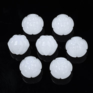 Imitation Jade Glass Beads, Half Drilled, Flower, White, 12x10mm, Hole: 1.2mm(GLAA-S054-22)