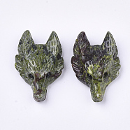 Natural Dragon Blood Jasper Pendants, Wolf Head, 37~42x25~30x10~13mm, Hole: 2mm(G-S336-69-03)