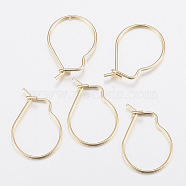 304 Stainless Steel Hoop Earrings Findings, Kidney Ear Wires, Golden, 18x13x0.8mm(STAS-H436-02)