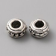 Tibetan Style Alloy European Beads, Large Hole Beads, Antique Silver, Rondelle, 10~10.5x6mm, Hole: 4.4mm(FIND-CJC0017-48C)