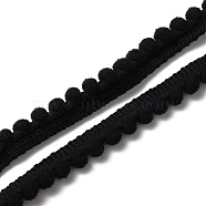 Polyester Lace Trim, Single Edge with Pom Poms Ball Trimming, Garment Accessories, Black, 1/2 inch(12mm), 50 yards/bundle(OCOR-WH0073-94A)