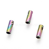 Ion Plating(IP) 304 Stainless Steel Cord Ends, End Caps, Column, Rainbow Color, 7.5x2.6mm, Hole: 1.2mm, Inner Diameter: 2mm(STAS-K190-01C-M)