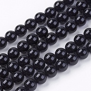 Natural Black Onyx Round Beads Strand, Dyed, Black, 8mm, Hole: 1mm, about 48pcs/strand, 15.74 inch(G-L087-8mm-01)