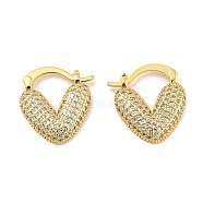 Rack Plating Brass Micro Pave Cubic Zirconia Heart Hoop Earrings for Women, Lead Free & Cadmium Free, Long-Lasting Plated, Real 18K Gold Plated, 19x17x3mm(EJEW-F326-10G)