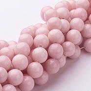 Natural Mashan Jade Round Beads Strands, Dyed, Pink, 10mm, Hole: 1mm, about 41pcs/strand, 15.7 inch(G-D263-10mm-XS02)