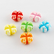 Acrylic Beads, Craft Style, Faceted, Clover, Mixed Color, 11x11x6mm, Hole: 1mm, about 1100pcs/500g(SACR-R786-M2)