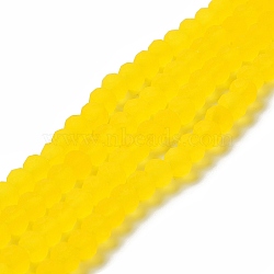 Transparent Glass Beads Strands, Faceted, Frosted, Rondelle, Gold, 3.5mm, Hole: 1mm(EGLA-A034-T3mm-MD17)