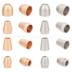 CHGCRAFT 64Pcs 8 Style Zinc Alloy Cord Ends, End Caps, Cone & Half Round & Column, Mixed Color, 11~13.3x8.5~11.8mm, Hole: 3~5.5mm, Inner Diameter: 4.5~10.6mm, 8pcs/style(FIND-CA0003-34)