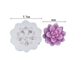 Succulent Flower DIY Food Grade Silicone Candle Molds, Aromatherapy Candle Moulds, Scented Candle Making Molds, White, 7.7x4.3cm(PW-WG81533-06)