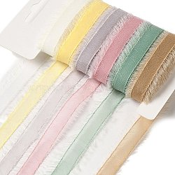 Polyester and Nylon Raw Edged Ribbon Sets, for Bowknot Making, Gift Wrapping, Mixed Color, 3/8 inch(9~11mm), about 5.00 Yards(4.57m)/Bag(DIY-Z029-01C)