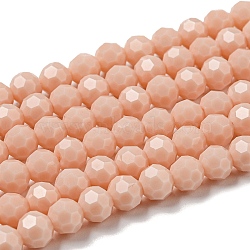 Opaque Glass Beads Stands, Faceted(32 Facets), Round, PeachPuff, 6mm, Hole: 1mm, about 98pcs/strand, 20.47''(52cm)(EGLA-A035-P6mm-D05)