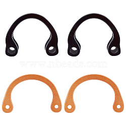 WADORN 4Pcs 2 Colors Wood U-shaped Bag Handles, Purse Making Supplies, Arch, Mixed Color, 17~17.6x11.5~13.5x0.9~1cm, Hole: 11.5~22mm, 2pcs/color(DIY-WR0002-88)