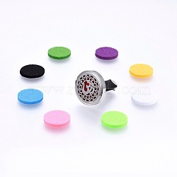 316 Surgical Stainless Steel Car Diffuser Locket Clips, with Perfume Pad and Magnetic Clasps, Flat Round with Om Symbol, Mixed Color, 30x7mm(STAS-H461-06P)