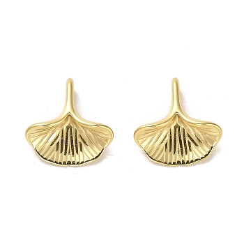 304 Stainless Steel Charms, Ginkgo Leaf Charms, Real 14K Gold Plated, 13x12.5x4mm, Hole: 3.5x2mm