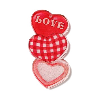 Opaque Acrylic Pendants, for Valentine's Day, LOVE Charm, Heart, 44.5x22.5x2mm, Hole: 1.5mm