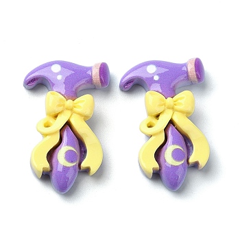 Toy Theme Opaque Resin Decoden Cabochons, Hammer with Bowknot, Medium Purple, 33.5x21.5x8.5mm