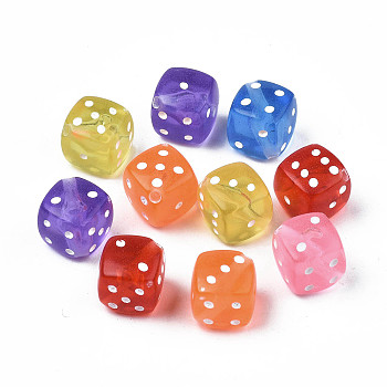 Transparent Acrylic Beads, Craft Style, Dice, Mixed Color, 10x10x10mm, Hole: 1.2mm