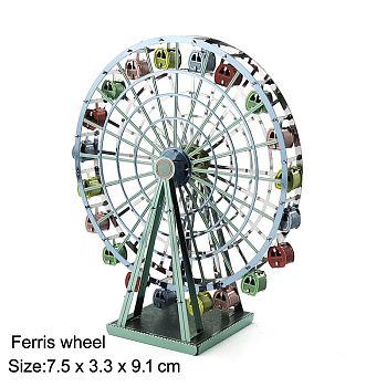 DIY Iron 3D Puzzle Kits, Buildings Assembled Model, for Child, Ferris Wheel Pattern, 75x33x91mm