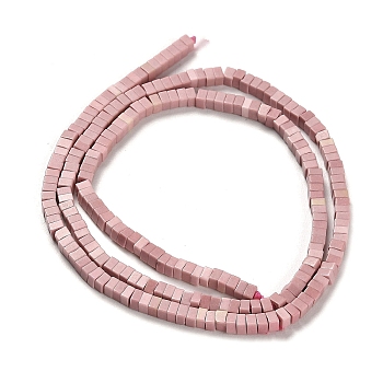 Natural Agate Beads Strands, Dyed, Square, Pink, 2.5x2.5x1.5mm, Hole: 1mm, about 236pcs/strand, 15.08''(38.3cm)