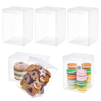 Transparent Plastic PVC Box Gift Packaging, Waterproof Folding Box, Rectangle, Clear, 10.2x10.2x15.5cm, Unfold: 35.1x20.1x0.1cm