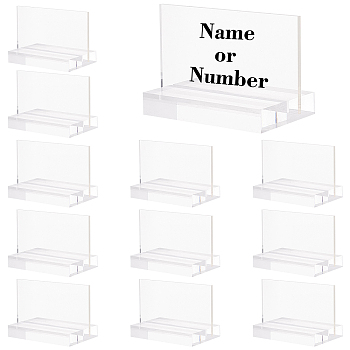 Transparent Acrylic Blank Place Sign & Base Holder Set, for Wedding, Party, Rectangle, Ghost White, Finished Product: 89.5x50x54mm