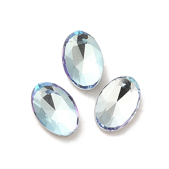 Glass Rhinestone Cabochons, Point Back & Back Plated, Faceted, Oval, Light Azore, 6x4x2mm
