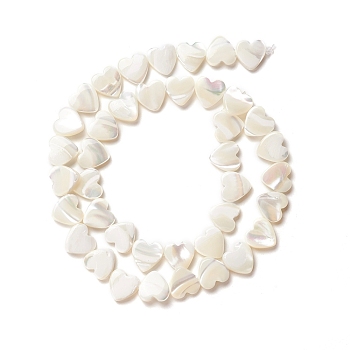 Natural Trochid Shell/Trochus Shell Beads, Peach Heart, Seashell Color, 10x10x2.5~3mm, Hole: 0.8mm, about 40pcs/strand, 15.75 inch(40cm)