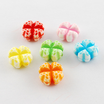 Acrylic Beads, Craft Style, Faceted, Clover, Mixed Color, 11x11x6mm, Hole: 1mm, about 1100pcs/500g